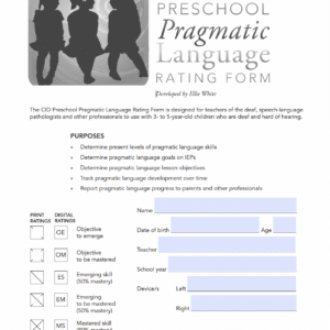 An image of a Pragmatic Language Rating form for Preschoolers