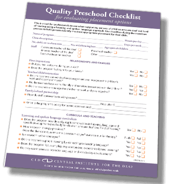 preview CID Quality Preschool Checklist