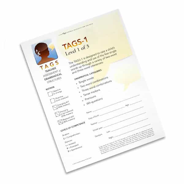 TAGS-1 Rating Forms  CID Professional Materials